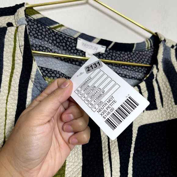 Anthropologie Weston Dress XXS Shift Tunic Geometric Print Imagist Texture Artsy - Picture 5 of 9